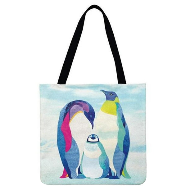 Christmas Penguins Zippered Everyday Tote Personalized Front & Back Christmas Penguins Zippered Everyday Tote Personalized Front & Back